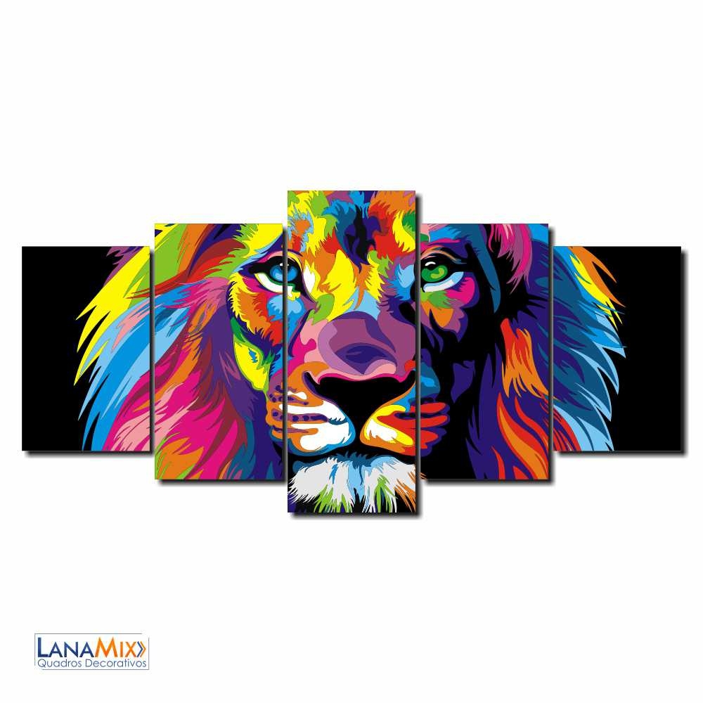Quadro Decorativo Leão Colorido