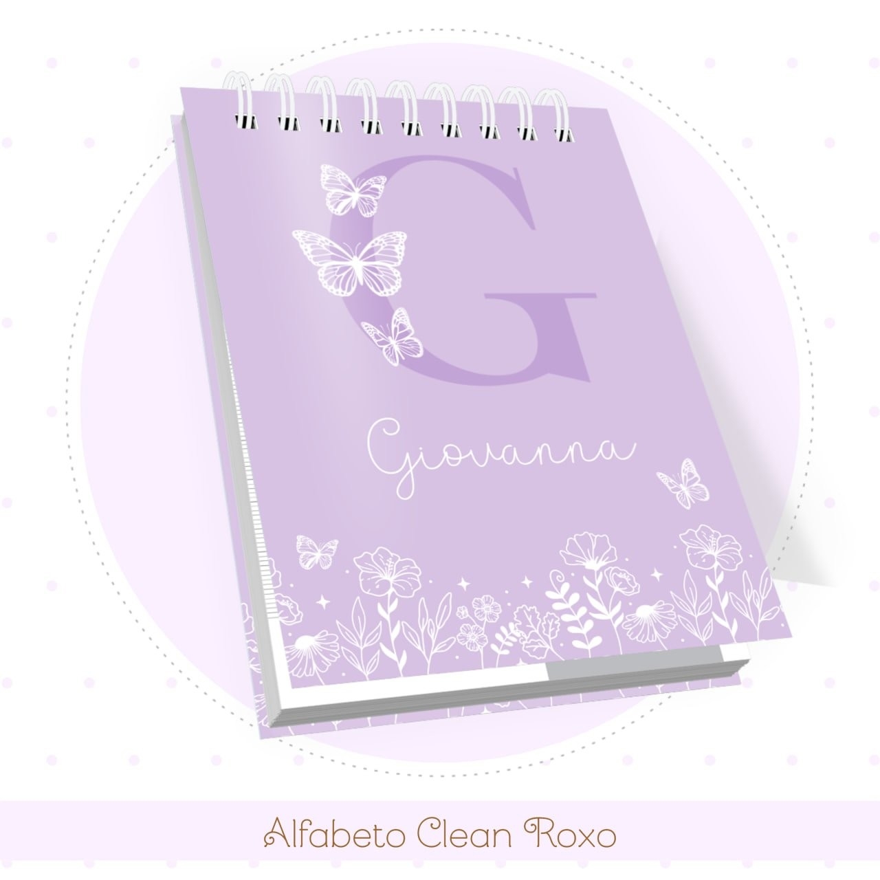 Caderneta e Livro do bebe Alfabeto Clean Borboleta Roxo
