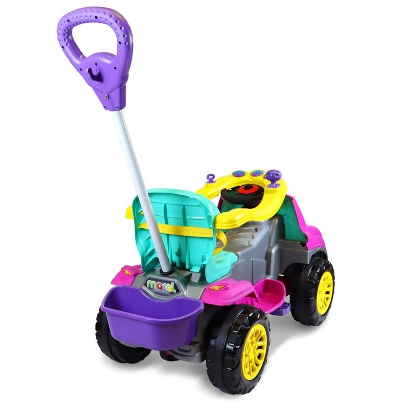 Carrinho de Passeio Infantil e Pedal Quadriciclo 2 em 1 Sport Car Rosa - Maral