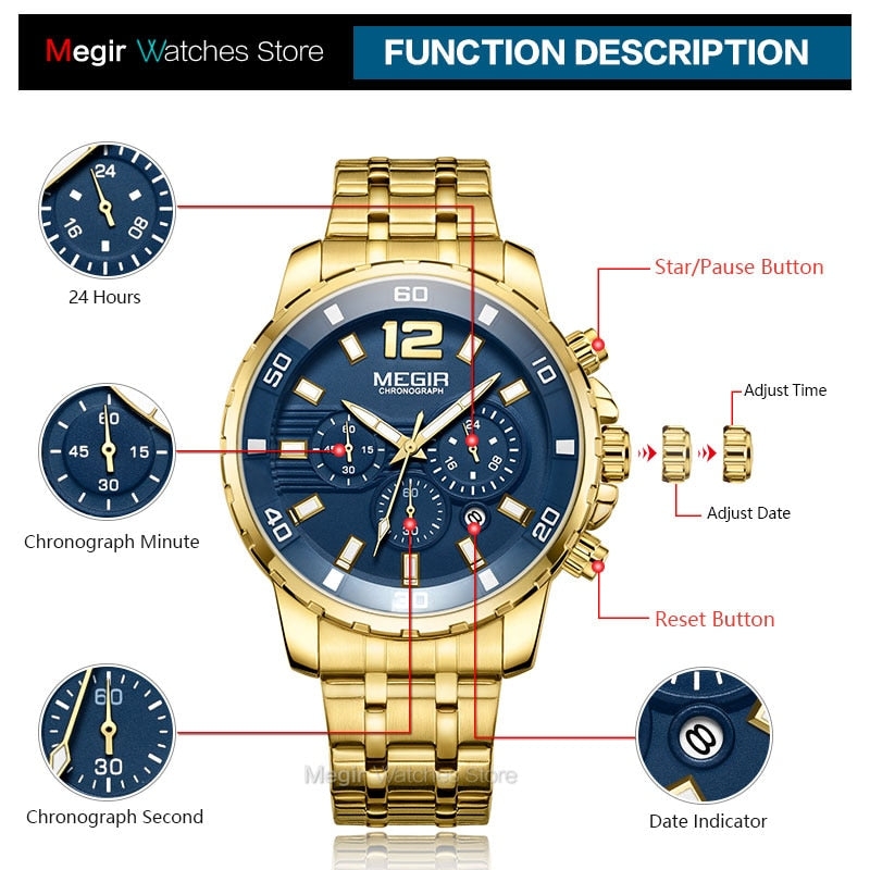 Relógio Megir Executive Dourado