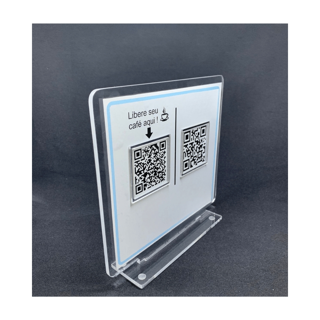 Porta Qr Code Adesivado em Acrílico