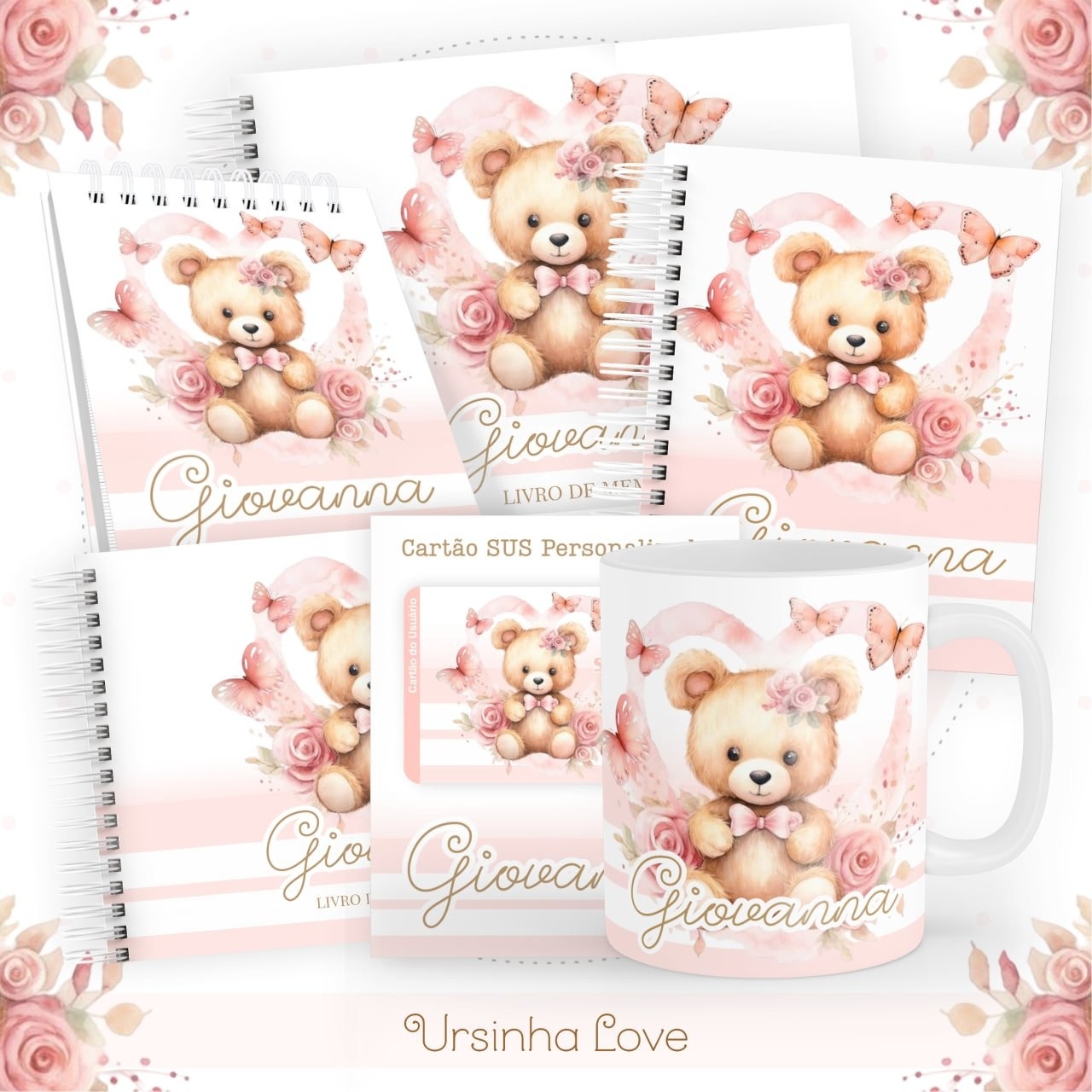 Caderneta e Livro do bebe Ursinha Love