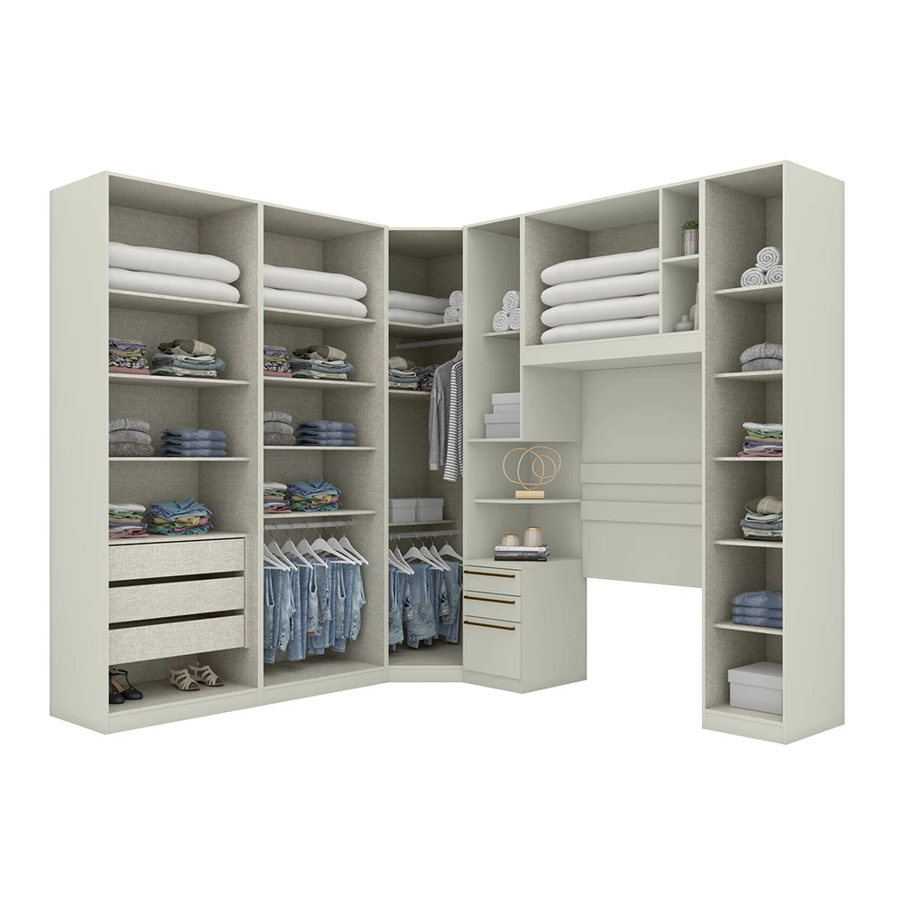 Guarda Roupa Solteiro Modulado Seletto 9 Portas 6 Gavetas com Espelho Areia - Henn