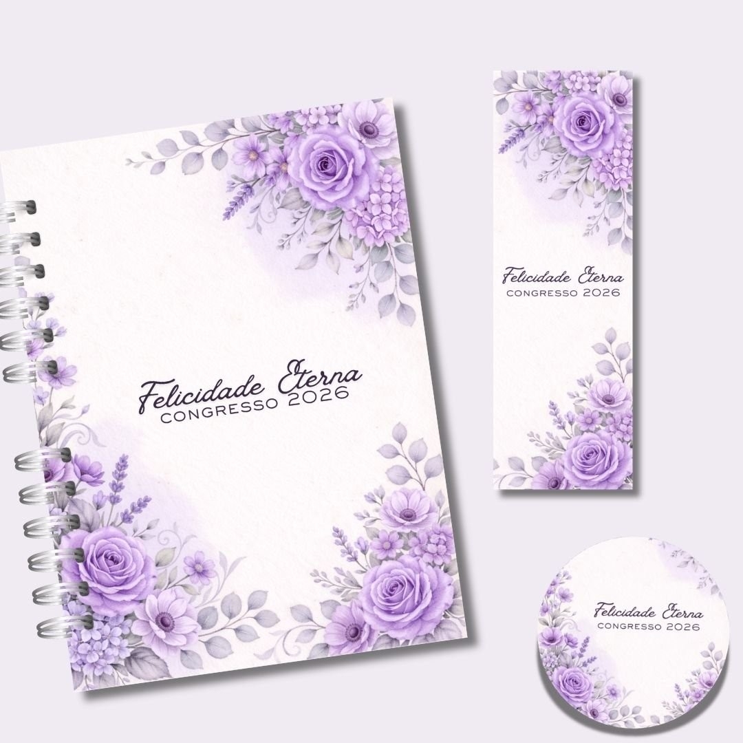 Caderno para o Congresso 2026 – Floral Azul COM Tema
