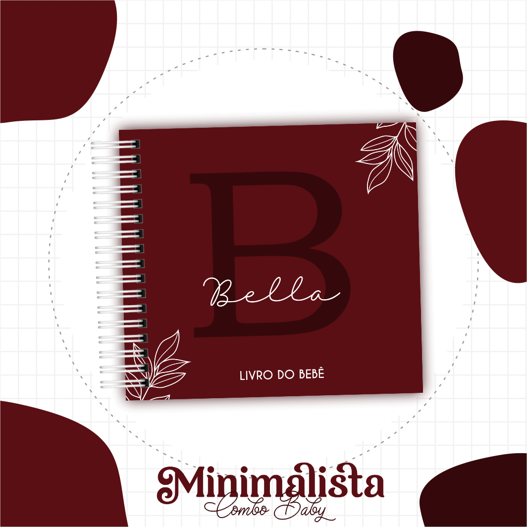 Caderneta e Livro do bebe Minimalista Marsala - Arquivo Digital