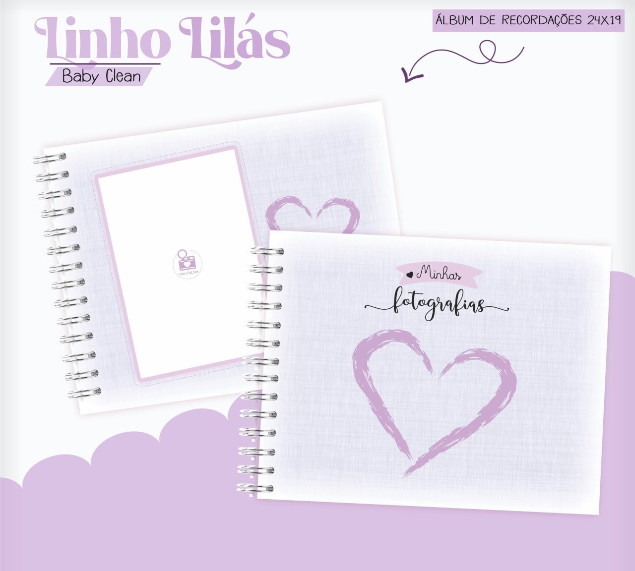 Caderneta e Livro do bebe Linho Lilás - Arquivo Digital
