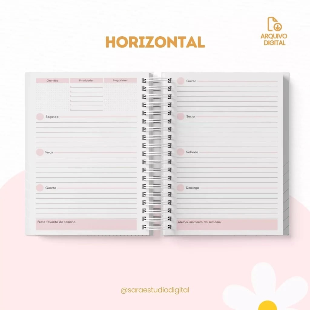 Planner Não Datado – Vertical e Horizontal