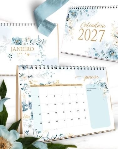 KIT CALENDÁRIOS 2027 COLEÇÃO FLORAL AZUL
