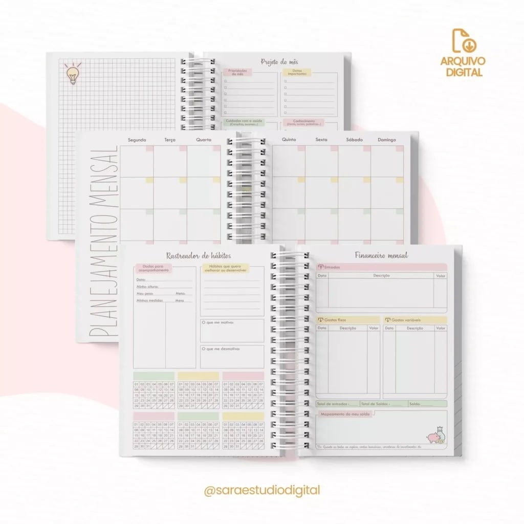 Planner Não Datado – Vertical e Horizontal