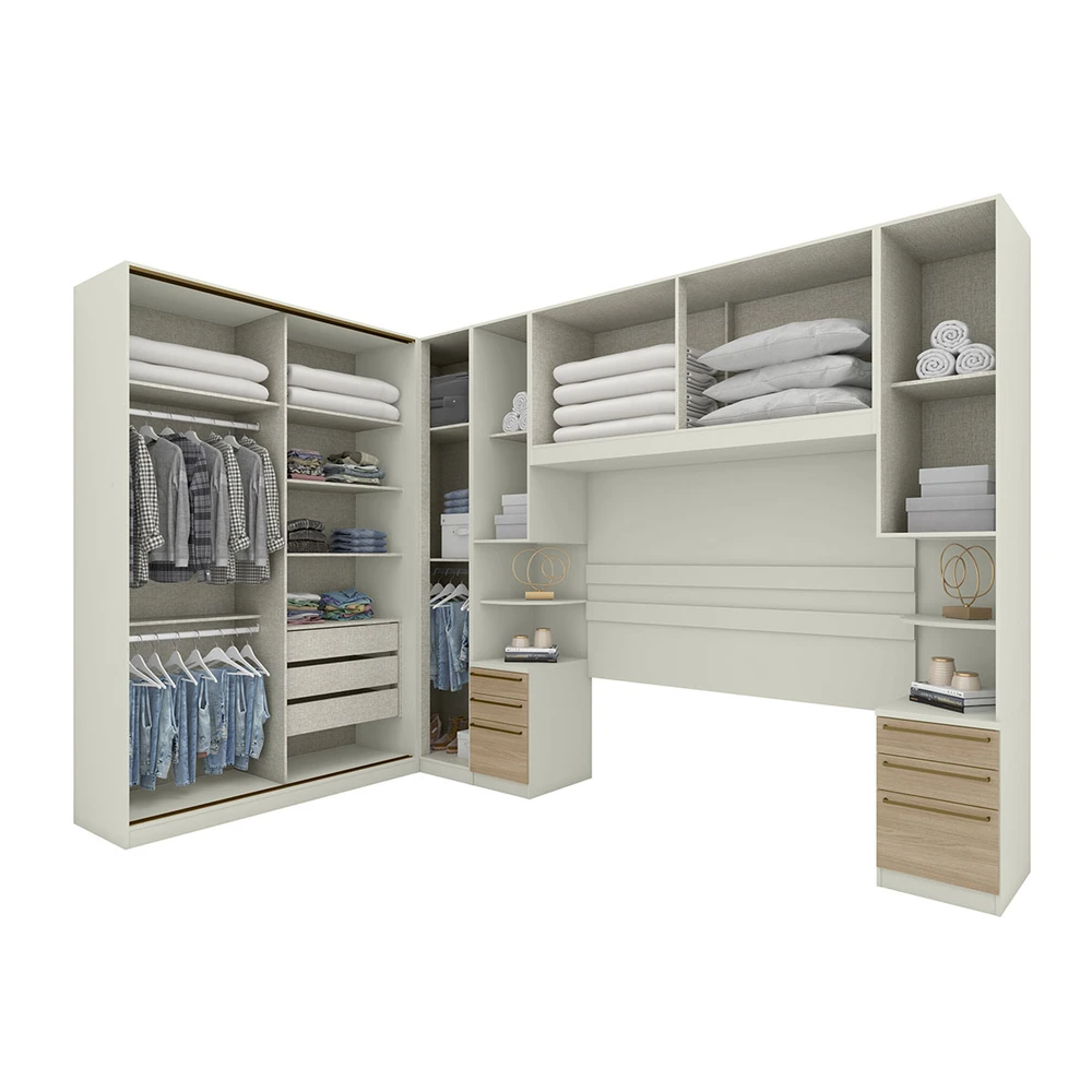 Guarda Roupa Casal Modulado Seletto 9 Portas 9 Gavetas Areia / Jequitibá - Henn