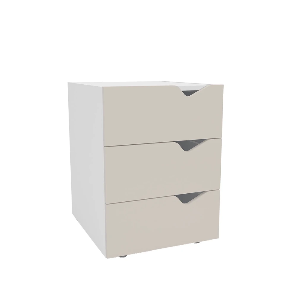 Mesa de Cabeceira Porto 3 Gavetas Creme / Branco - Politorno