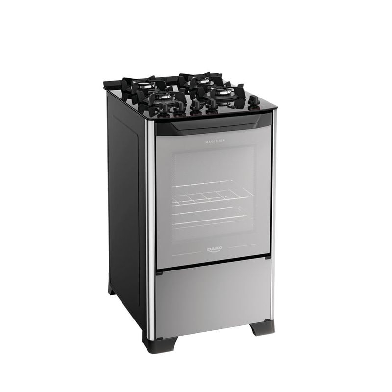 Fogão 4 Bocas Espelhado com Mesa de Vidro Dako Magister Style Bivolt