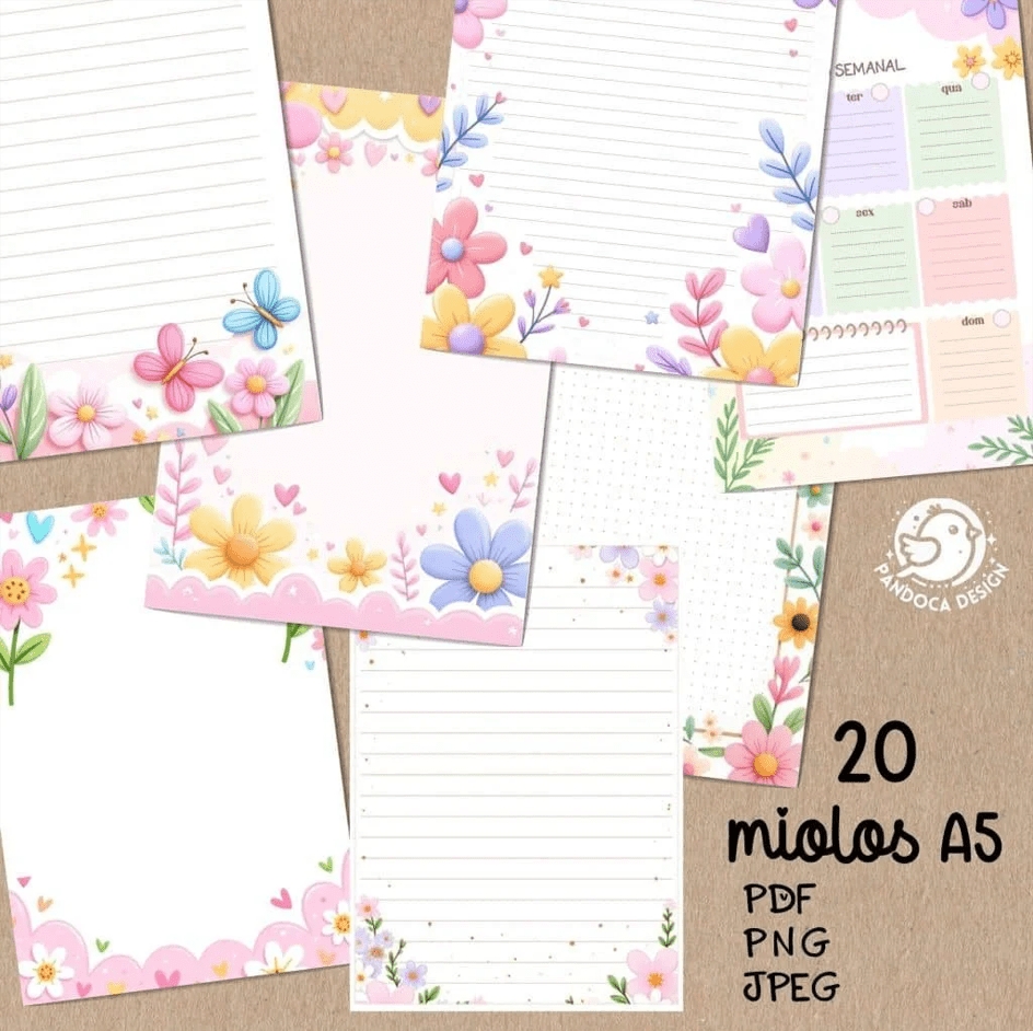 Pack 20 Miolos Caderno A5 | Jardins