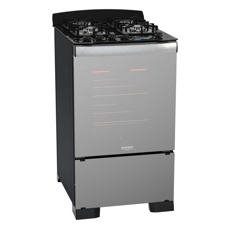Fogão 4 Bocas Espelhado com Mesa de Vidro e Timer Digital Dako Diplomata Glass Grill Style Bivolt