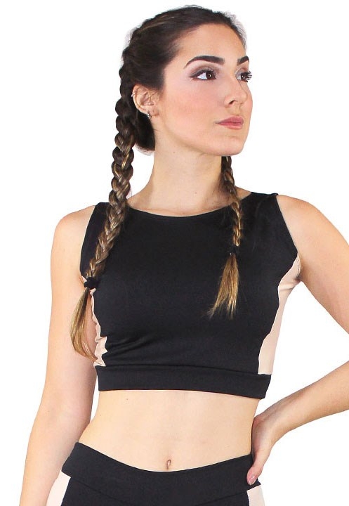Top Cropped Fitness Detalhe Lateral Rosê