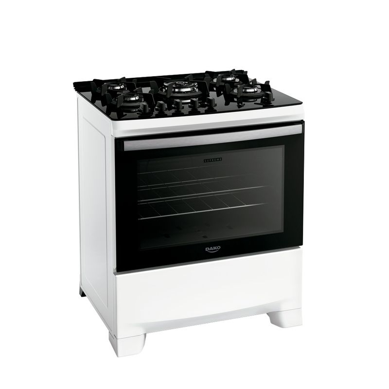 Fogão 5 Bocas Branco com Mesa de Vidro e Tripla Chama Dako Supreme Glass Bivolt