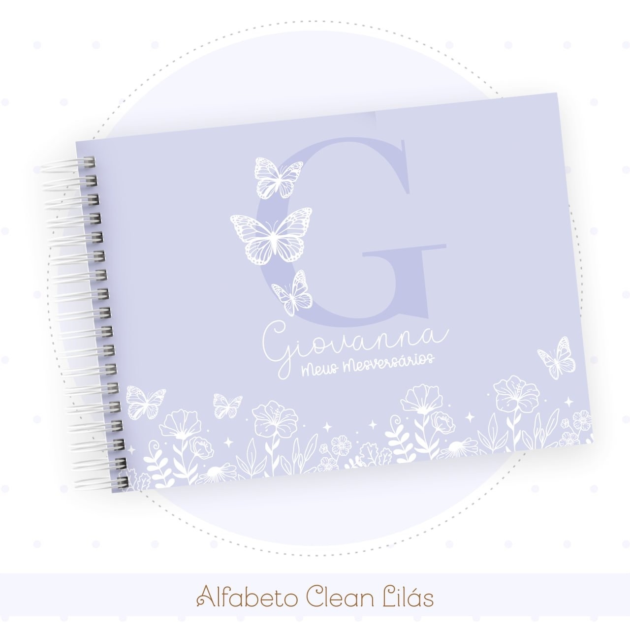 Caderneta e Livro do bebe Alfabeto Clean Borboleta Lilás
