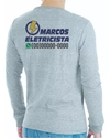 Camiseta Manga Longa Eletricista Personalizada - P/Cinza mescla