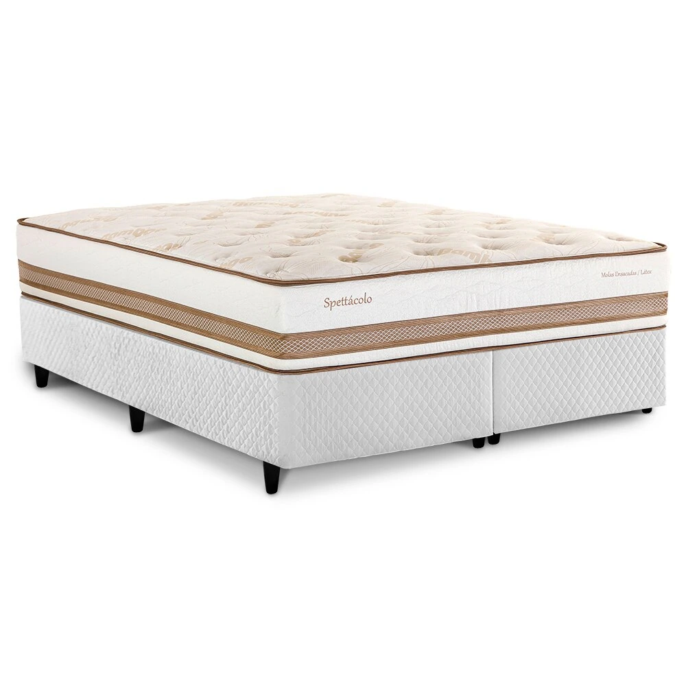 Cama Box King Size Herval Spettácolo, com Molas Ensacadas (Box + Colchão)