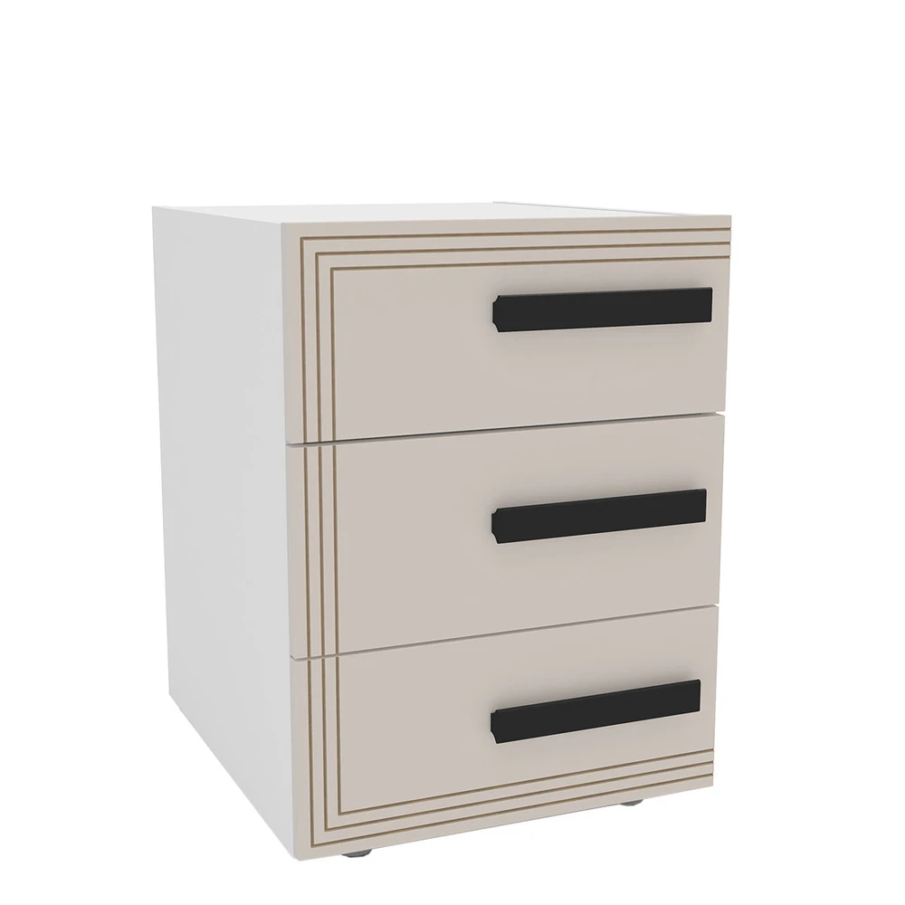 Mesa de Cabeceira Valência 3 Gavetas Creme / Branco - Politorno