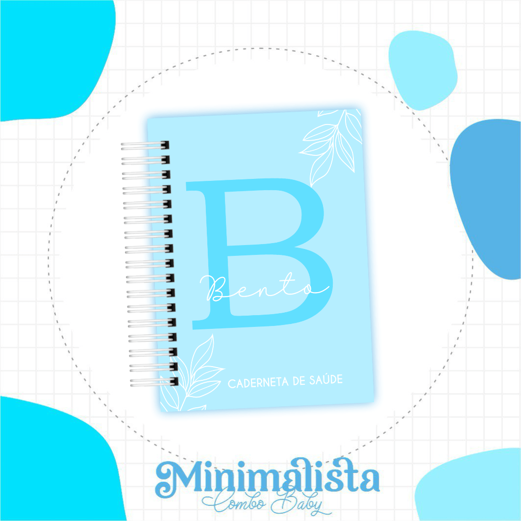 Caderneta e Livro do bebe Minimalista Azul Bebe - Arquivo Digital