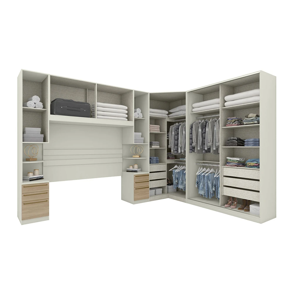 Guarda Roupa Casal Modulado Seletto 10 Portas 12 Gavetas Areia / Jequitibá - Henn