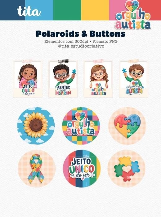 ORGULHO AUTISTA – COMBO DE ILUSTRAÇÕES E PAPÉIS