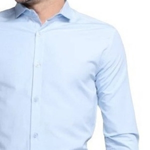 Camisa Social Masculina Slim Fit Lisa Azul Bebe Premium