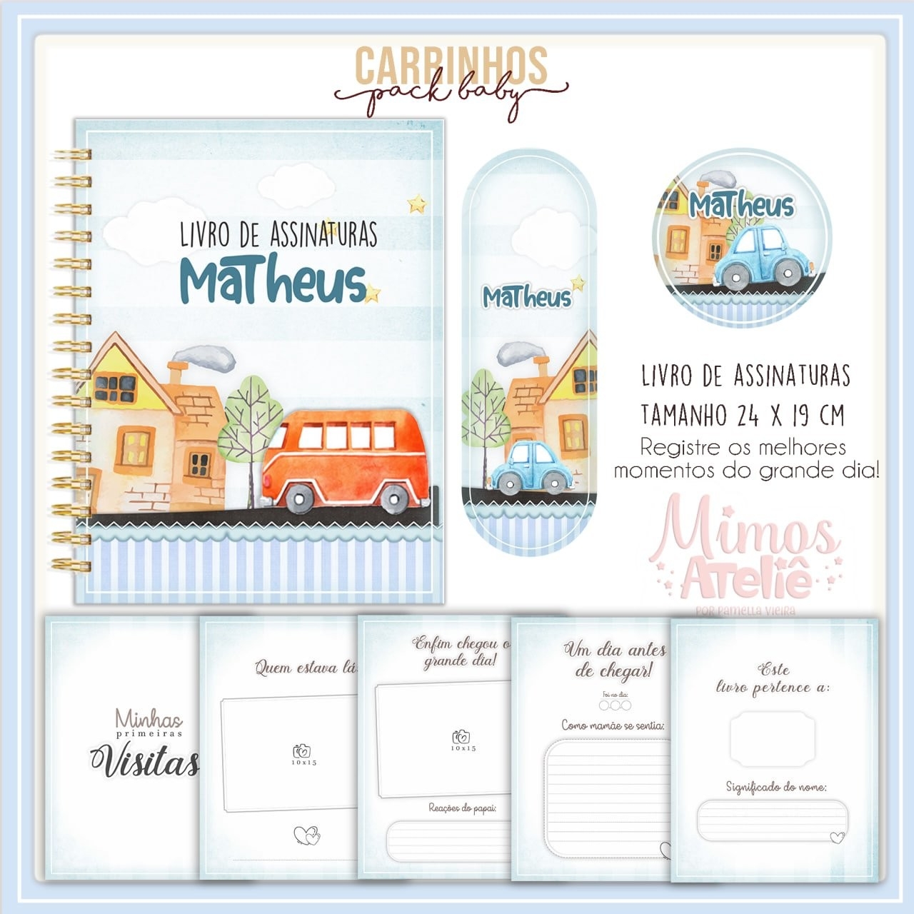 Arquivo Digital Caderneta e Livro do Bebê Carrinhos