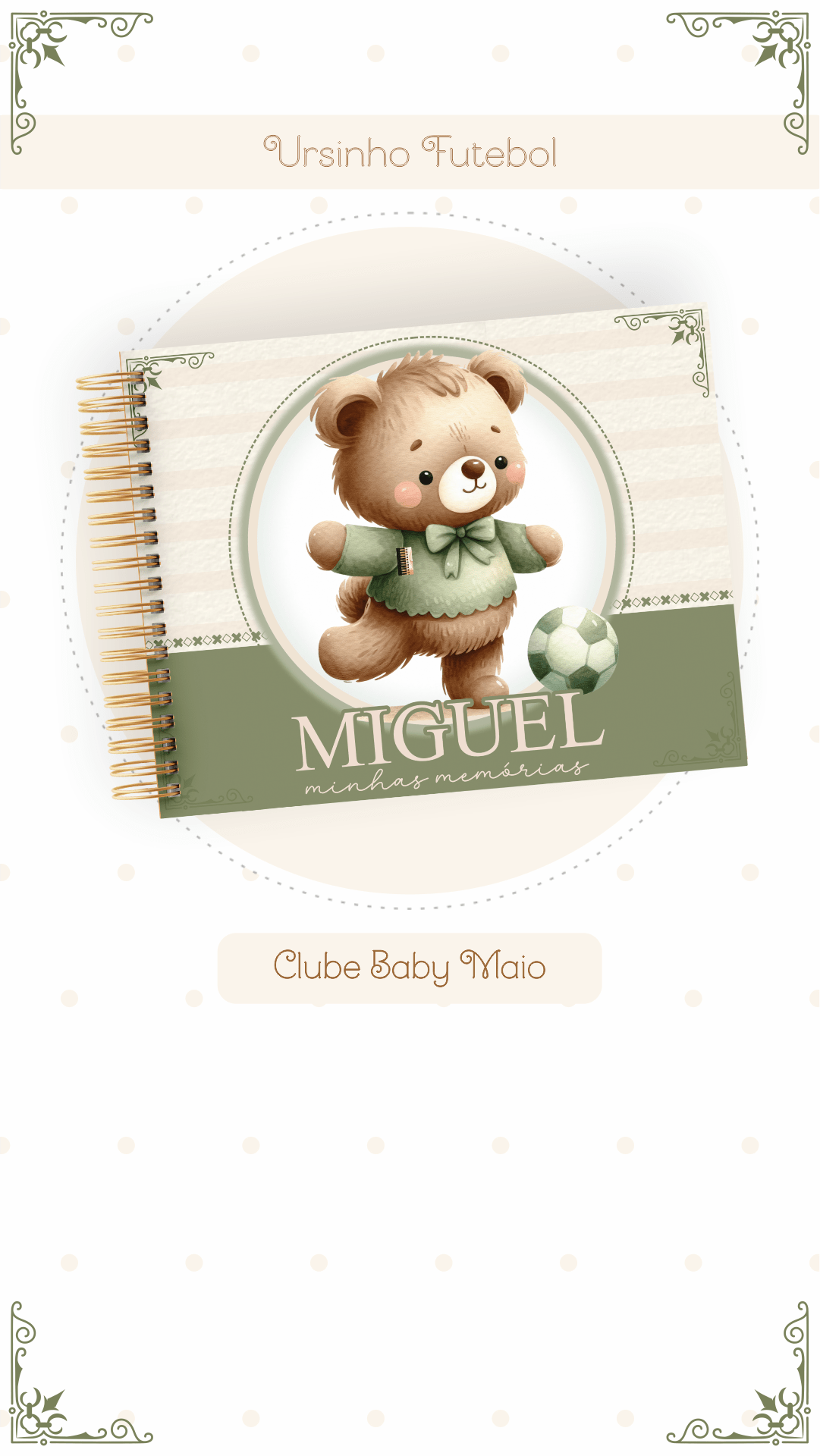 Caderneta e Livro do bebe Ursinho Futebol