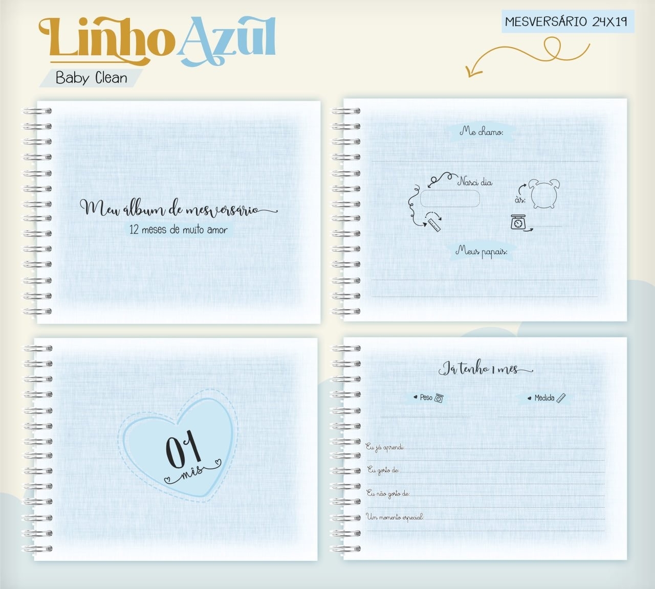 Caderneta e Livro do bebe Linho Azul - Arquivo Digital
