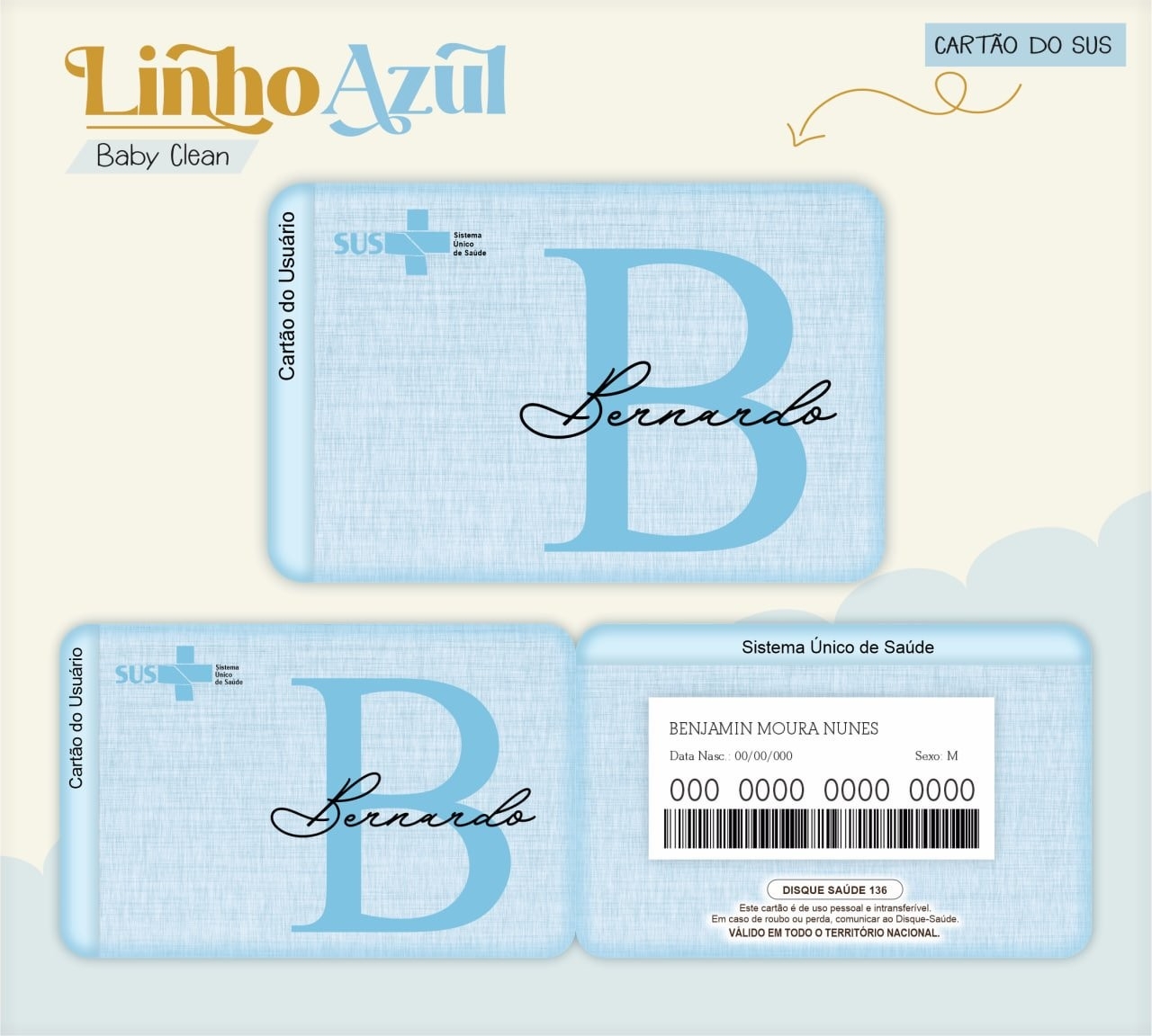 Caderneta e Livro do bebe Linho Azul - Arquivo Digital