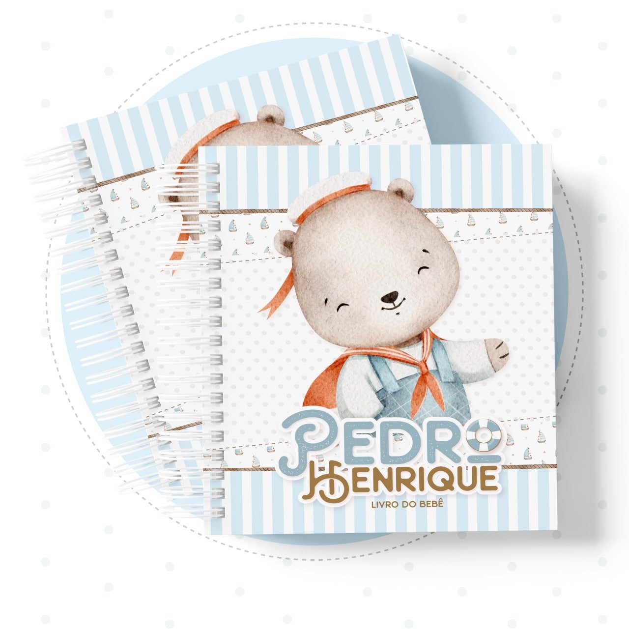 Caderneta com Livros do bebe Ursinho Marinheiro - Arquivo Digital