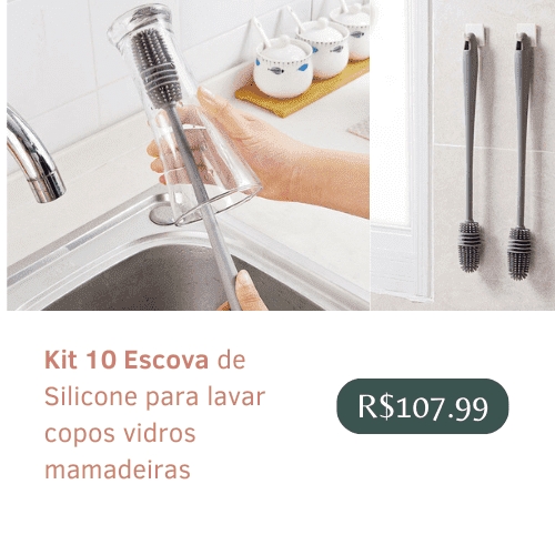 Escova De Lavar Garrafa Mamadeira Copo Taça Vaso Kit com 5 ou 10 escovas