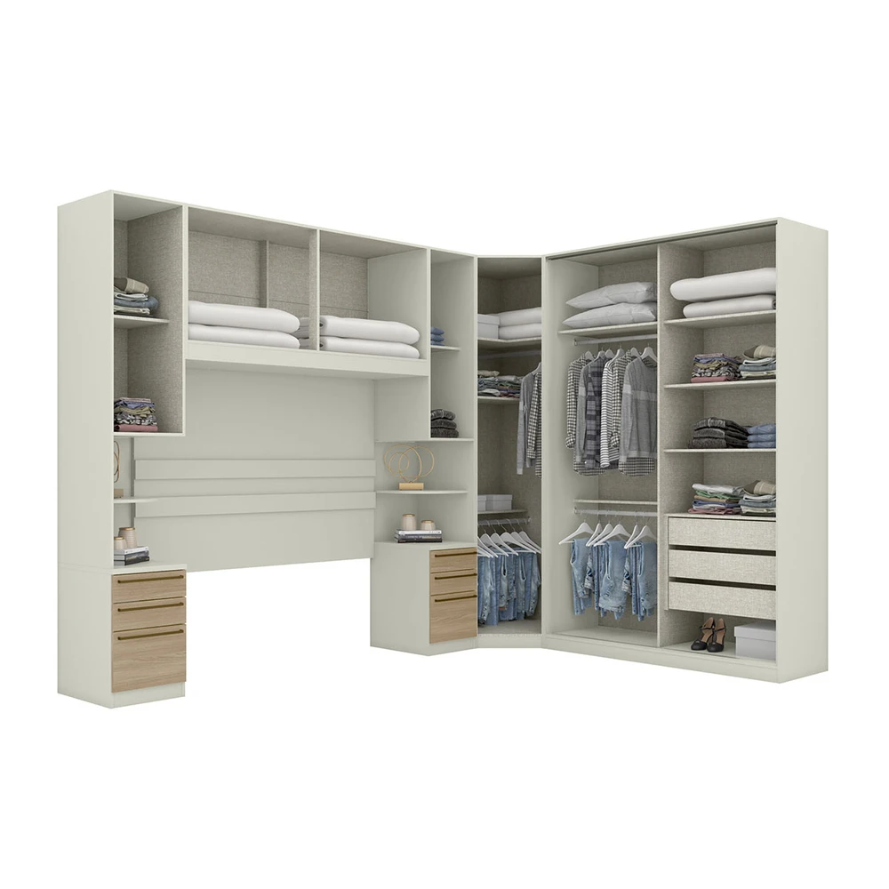Guarda Roupa Casal Modulado Seletto 9 Portas 9 Gavetas com Espelho Areia / Jequitibá - Henn