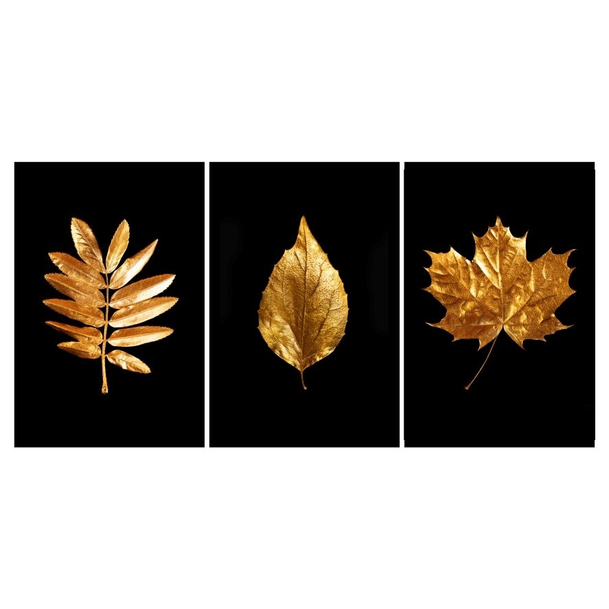 Quadro Decorativo Folhas Douradas