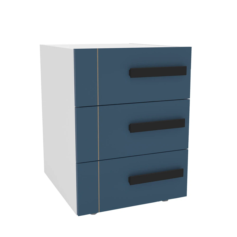 Mesa de Cabeceira Lisboa 3 Gavetas Azul / Branco - Politorno