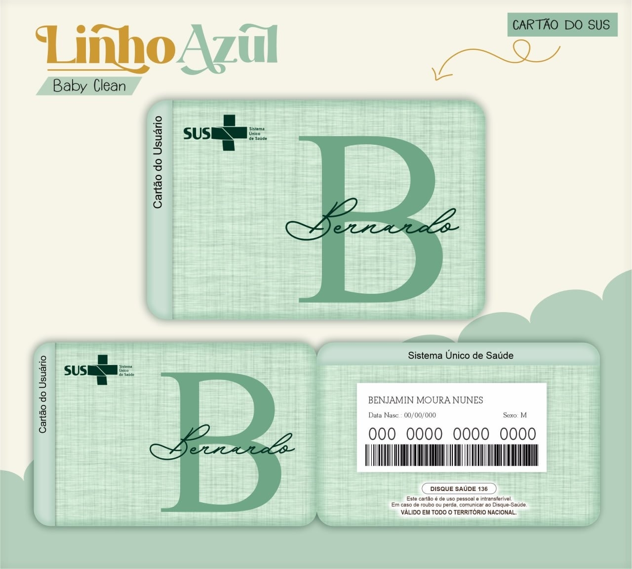 Caderneta e Livro do bebe Linho Verde - Arquivo Digital