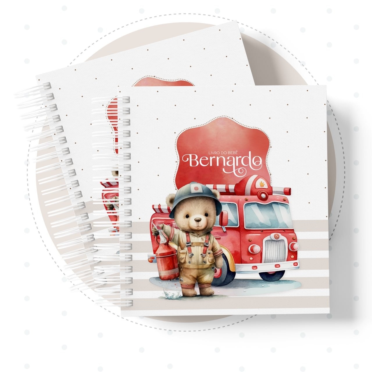 Caderneta com Livros do bebe Urso Bombeiro - Arquivo Digital