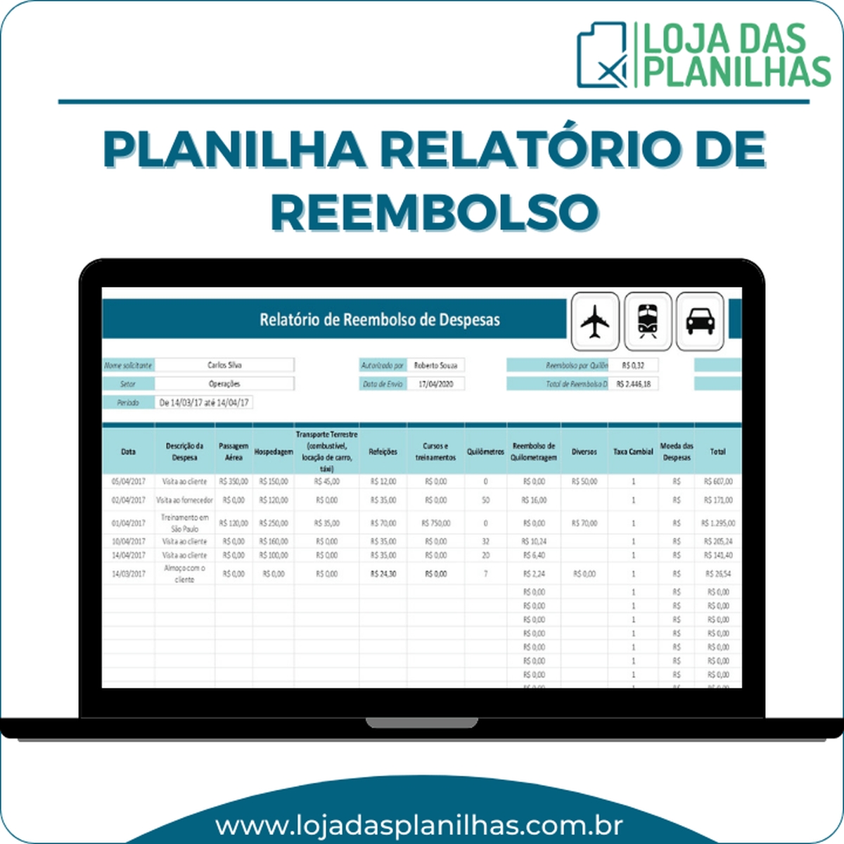 Planilha Relatório De Reembolso De Despesa Em Excel 9918