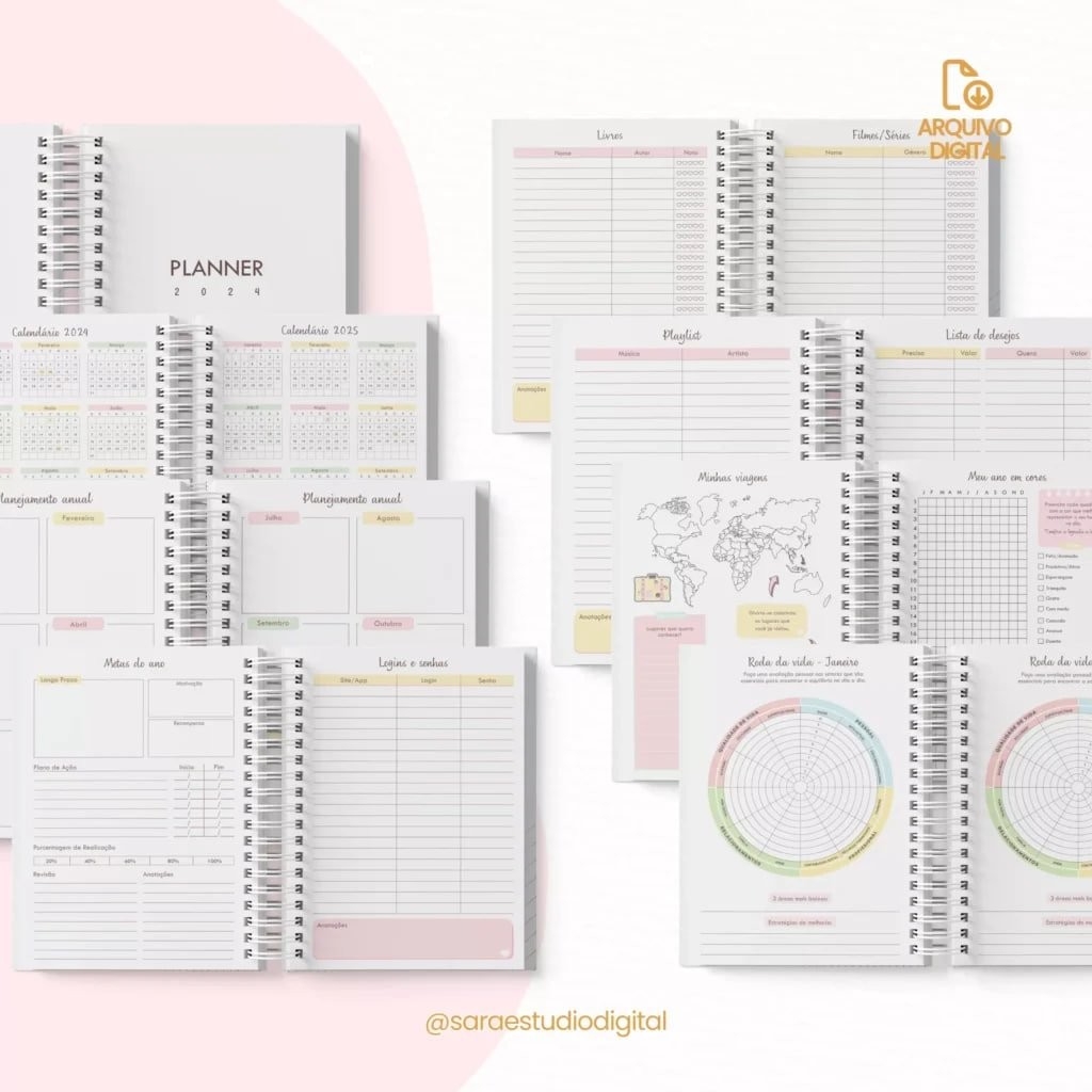 Planner Não Datado – Vertical e Horizontal