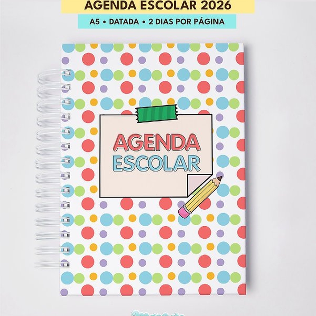 Arquivo Digital Agenda Escolar 2026 + A5 + Datada + 2DPP – AlfaCrafter