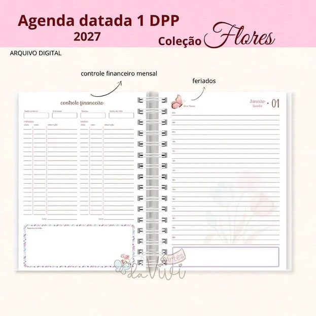 Agenda Datada 2027 – Coleção Flores
