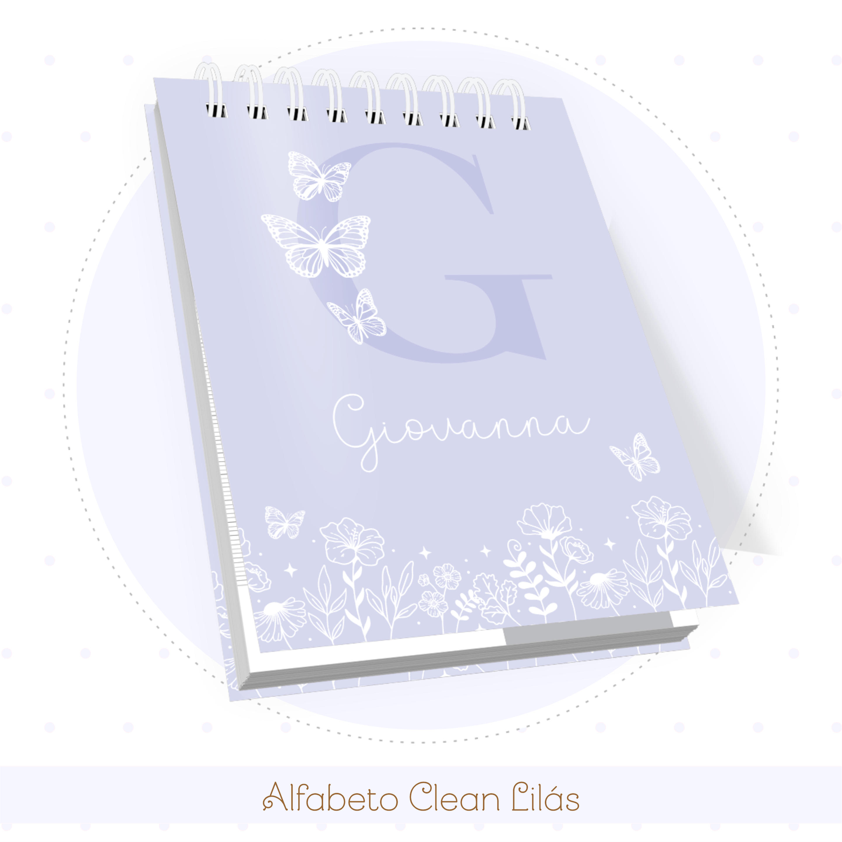 Caderneta e Livro do bebe Alfabeto Clean Borboleta Lilás