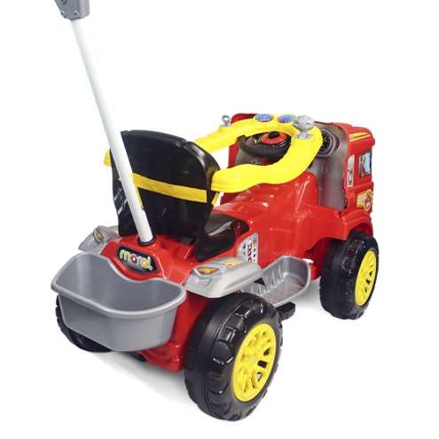 Carrinho de Passeio Infantil e Pedal Quadriciclo 2 em 1 Truck Bombeiros - Maral