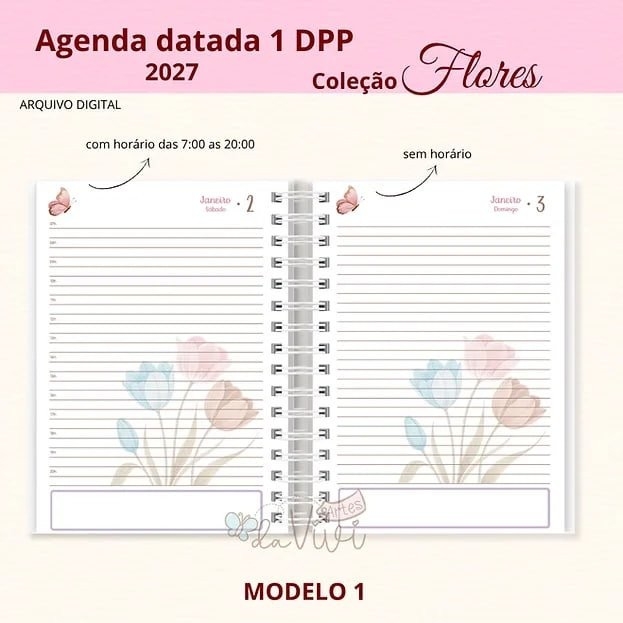 Agenda Datada 2027 – Coleção Flores