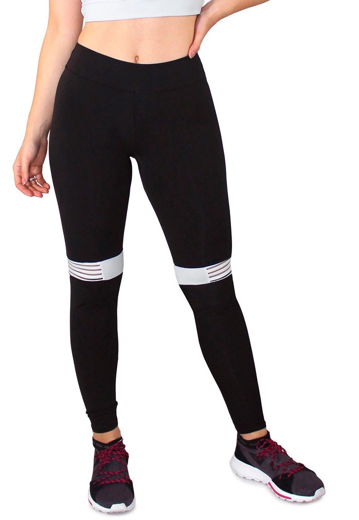 Calça Legging Fitness Preto com Detalhe Branco