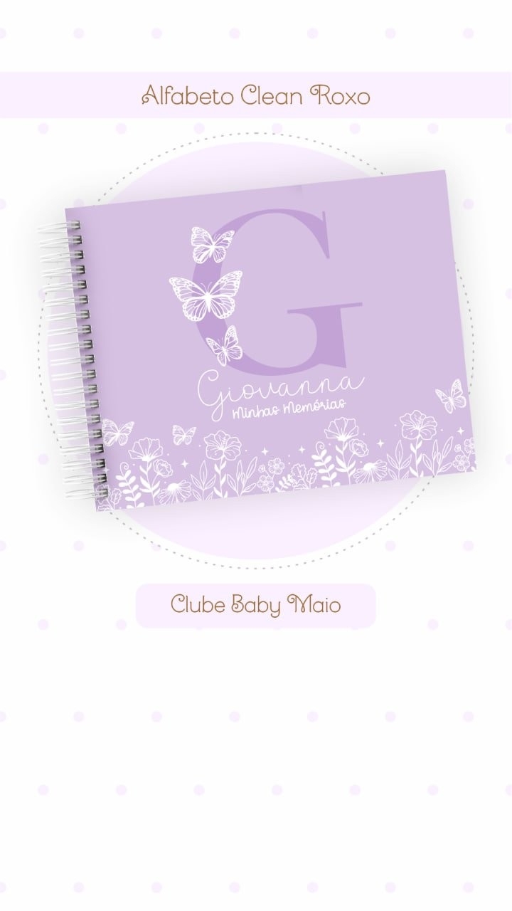 Caderneta e Livro do bebe Alfabeto Clean Borboleta Roxo