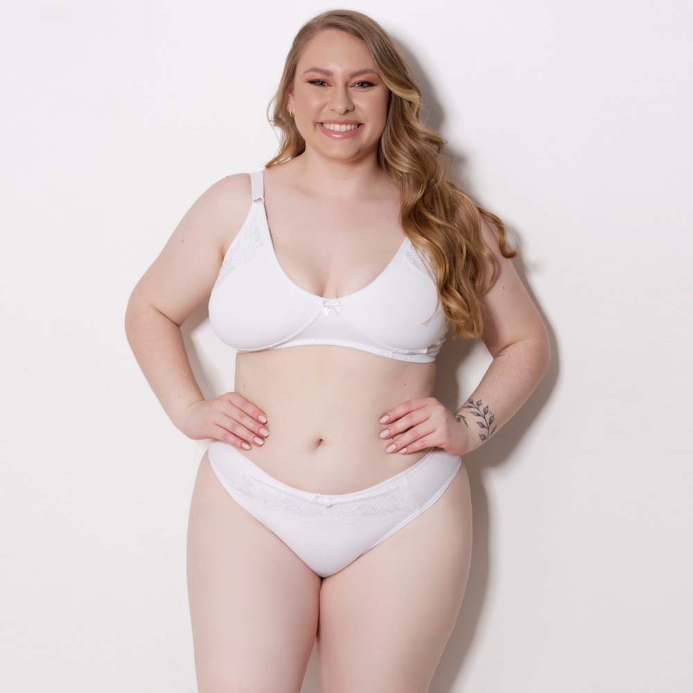 Conjunto Plus Size sem Bojo em Microfibra e Renda - C9103