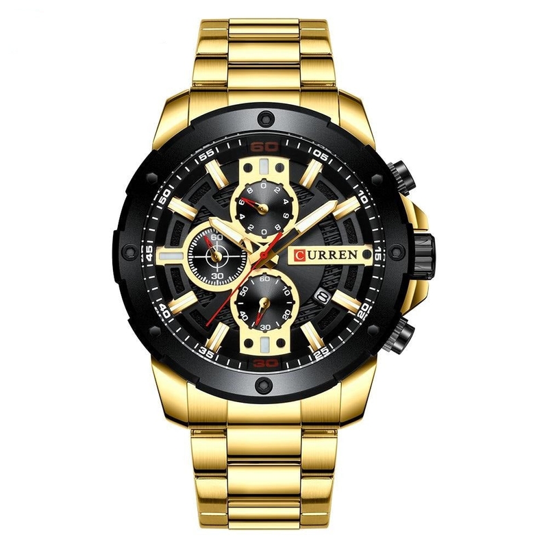 Relógio CURREN Luxury 8336 Masculino Aço Inoxidável Dourado